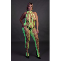 Ouch! Glow Combinaison Filet et Dos nu Vert Fluo